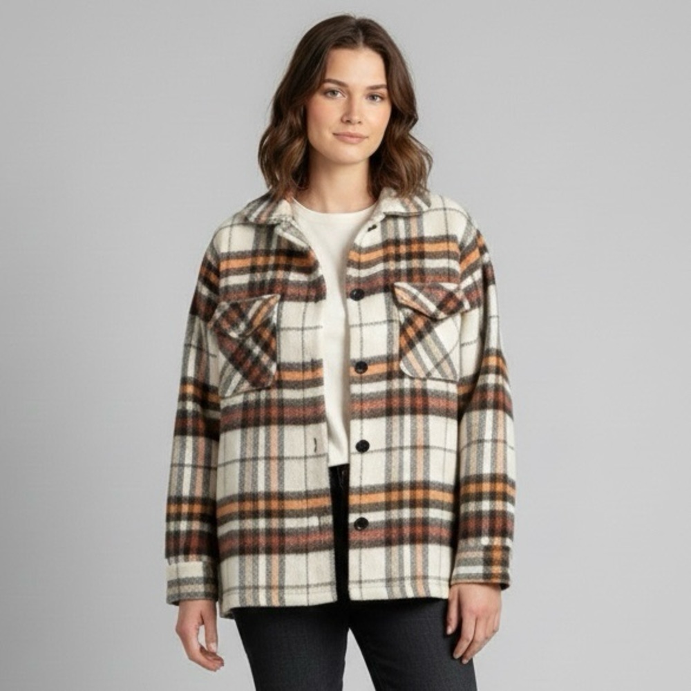 Vintage Plaid Wool Bellaire Bell Shirt Light Jacket / Shacket - Medium 🇨🇦